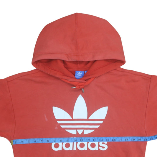 Adidas Women’s Red Pullover Hoodie Size 8 Logo Print Cotton Sweatshirt