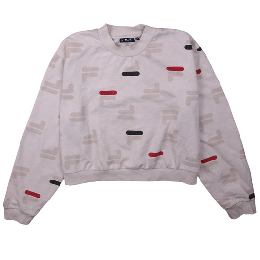 Fila Womens Beige Logo Print Crew Neck Sweatshirt XL