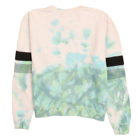 Fila Womens Cream Blue Tie-Dye Logo Sweatshirt Size L