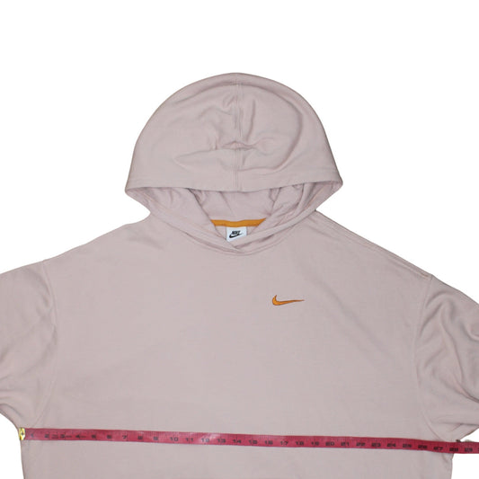 Nike Womens Beige Small Pullover Hoodie with Orange Logo