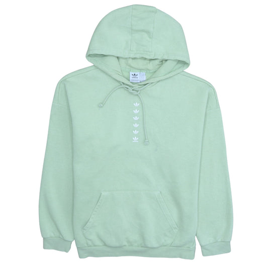 Adidas Women's Green Pullover Hoodie Size 14 Cotton Blend Logo Sweatshirt