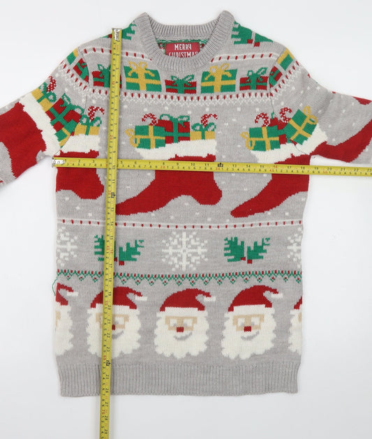 Merry Christmas Men's Grey Santa Graphic Pullover Jumper M