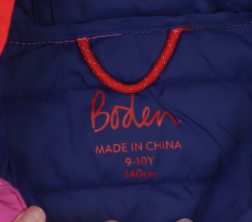 Additional view of Boden girls’ pink hooded puffer jacket 9-10 years quilted zip winter coat