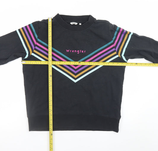 Wrangler Womens Black Pullover Sweatshirt Medium Cotton Retro Stripe