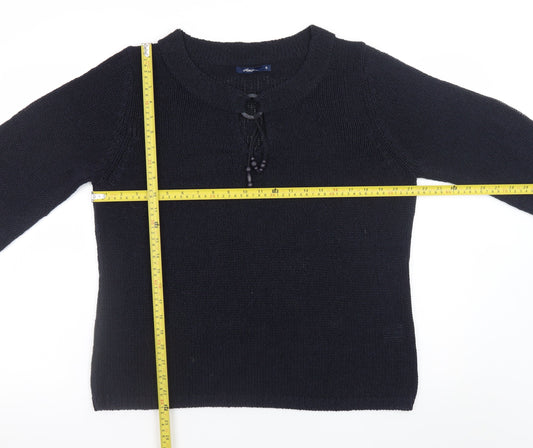 Dash Black Knit V-Neck Pullover Jumper Size 18