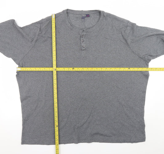 Lands' End Men's Grey Long Sleeve Henley T-Shirt XXL Cotton
