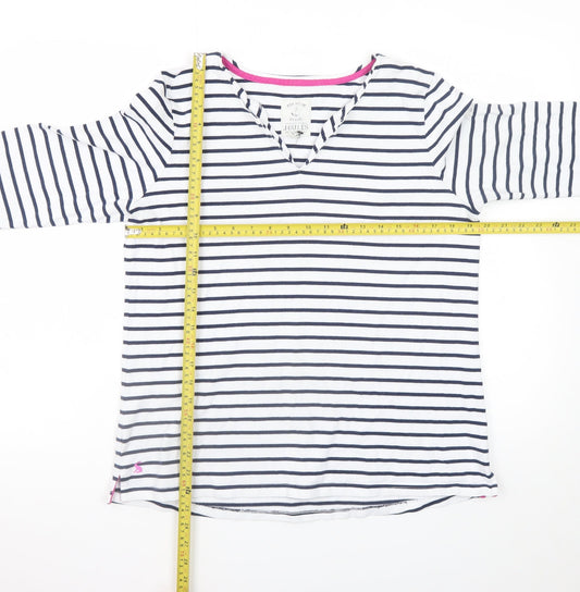 Joules Women White Navy Striped Pullover Sweatshirt UK 16