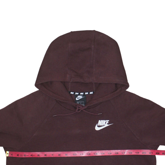Nike Womens Burgundy Pullover Hoodie Size L Cotton Blend Logo