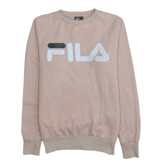 Fila Womens Beige Small Pullover Sweatshirt Logo Casual