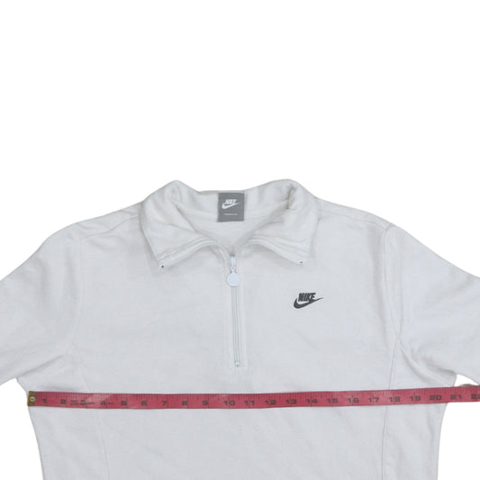 Nike Girls White 1/4 Zip Fleece Sweatshirt Size L 14-16 Sports Pullover