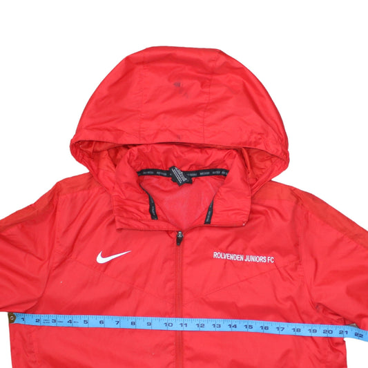 Nike Boys Red Windbreaker Football Jacket 13-15 Years Hooded Full Zip