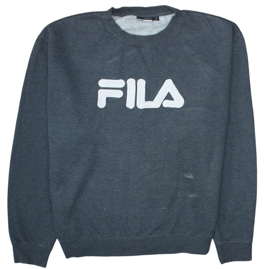 Fila Men's Grey Logo Crew Neck Pullover Sweatshirt XL