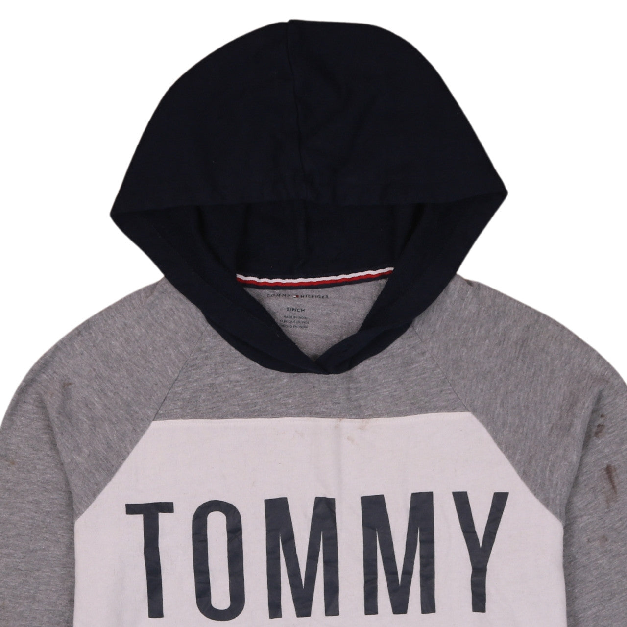 Tommy Hilfiger Men's Grey Pullover Hoodie Small Logo Graphic
