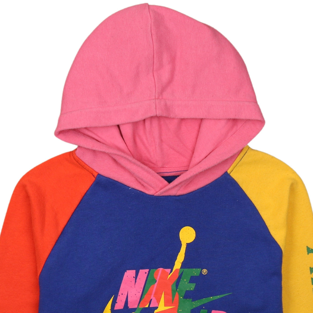 Brand and care label for Nike Air Jordan girls’ multicoloured hoodie 12-13 years pullover cotton blend