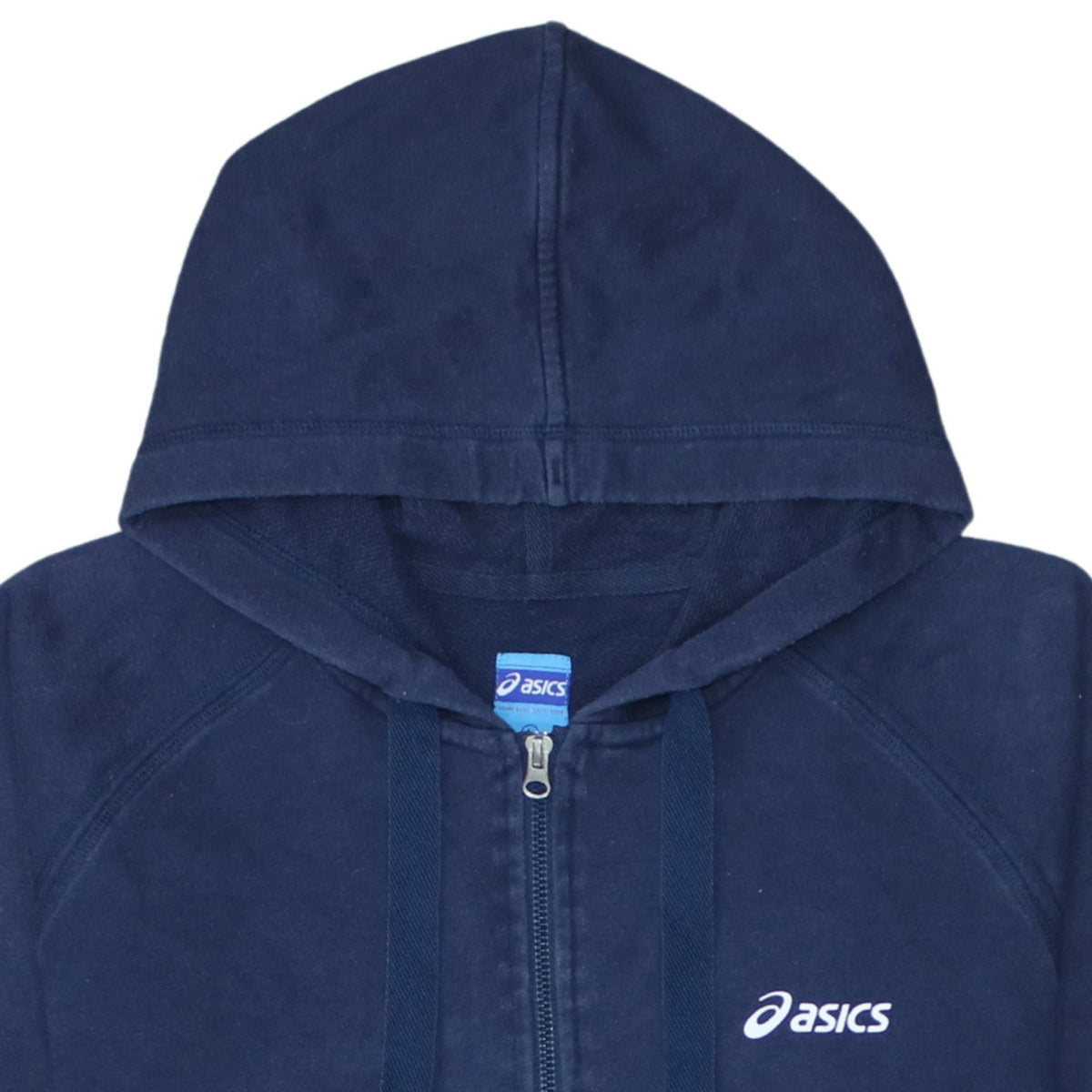 Additional view of Asics Men's Blue Full Zip Hoodie, size L, Sports Fleece Sweatshirt