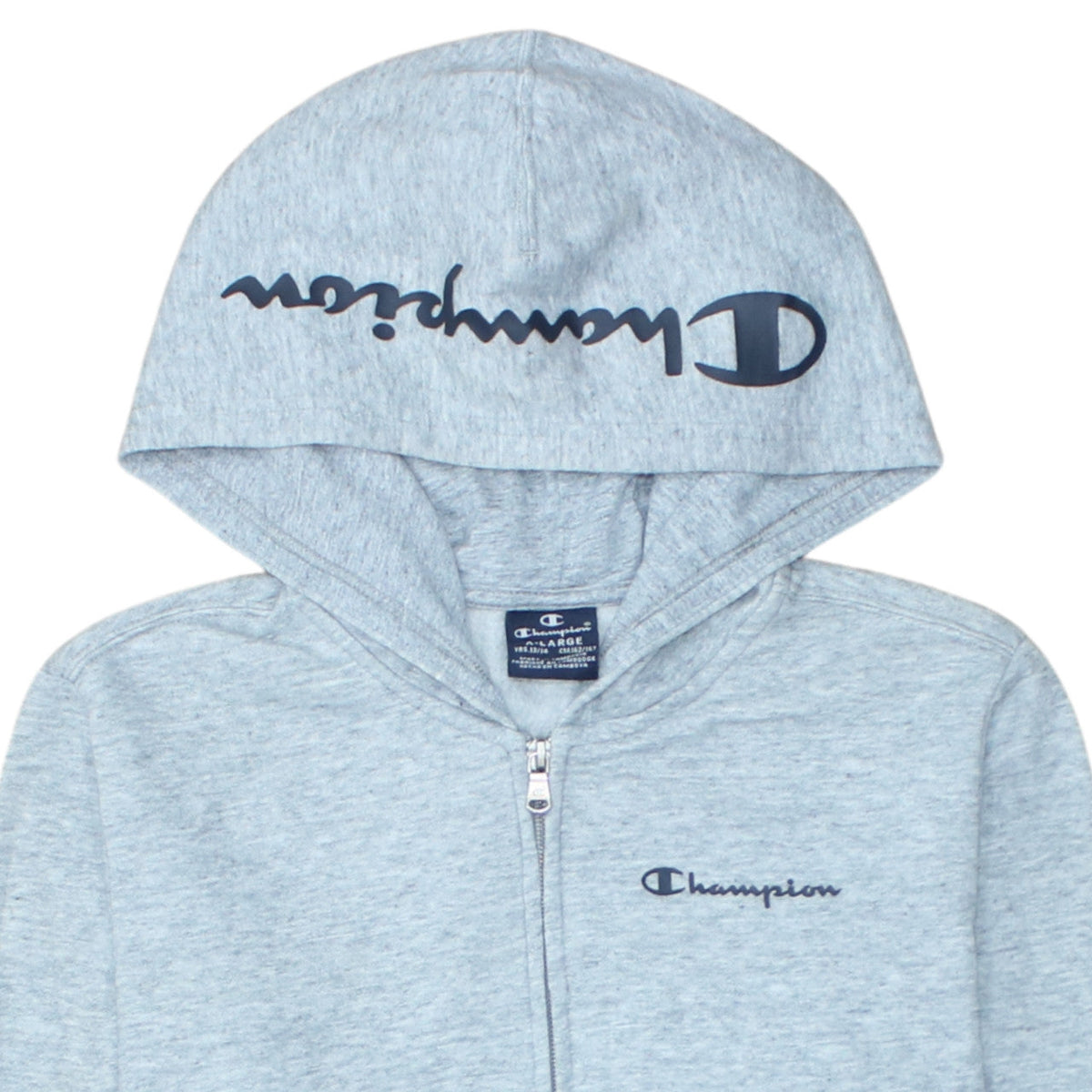 Additional view of Champion boys’ grey full zip hoodie 13-14 years hooded fleece sweatshirt
