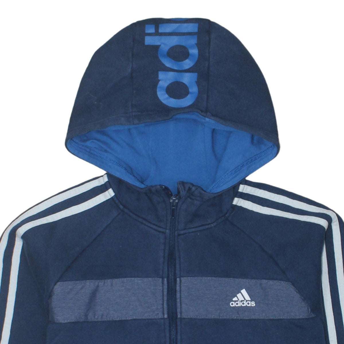 Additional view of Adidas boys’ blue full zip fleece hoodie 15-16 years sports logo