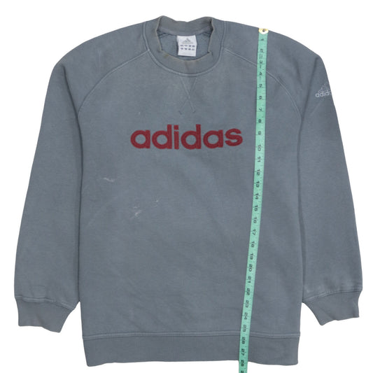 Adidas Men's Grey L Pullover Crew Neck Logo Sweatshirt