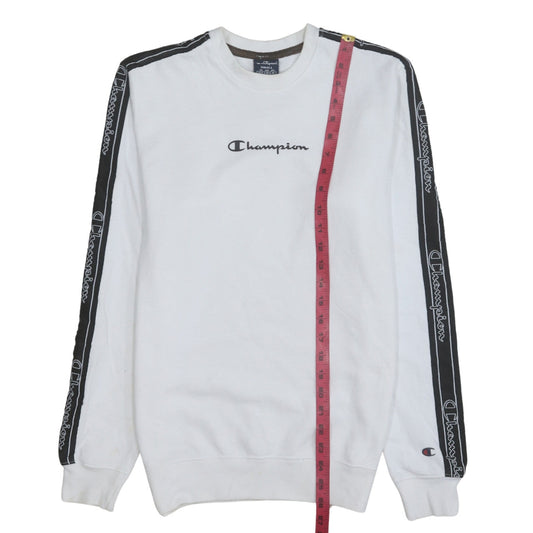 Champion Men's White Small Pullover Sweatshirt with Logo Taping