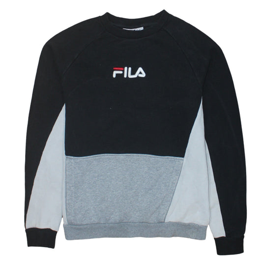 FILA Mens Black Colour Block Crew Neck Sweatshirt Size S