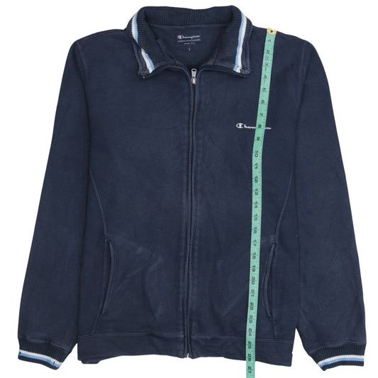 Champion Men’s Blue L Track Jacket Full Zip Fleece Sportswear