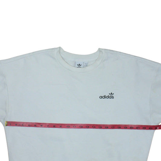 Adidas Women White Crew Neck Pullover Sweatshirt Size 14
