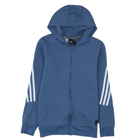Adidas Boys Blue Full Zip Hoodie 13-14 Years Sportswear Fleece