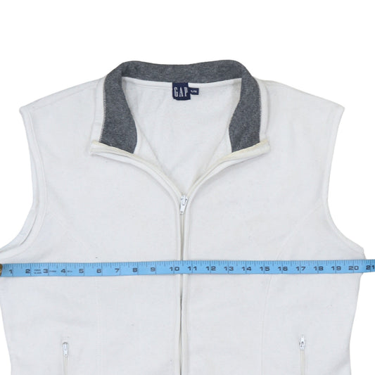 GAP Women’s White Fleece Bodywarmer Gilet XL Zip Pockets Casual