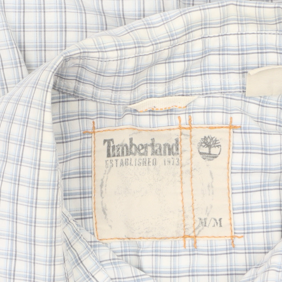 Timberland Men's Blue Check Short Sleeve Button Up Shirt M