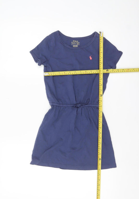 Ralph Lauren Girls Blue Cotton T-Shirt Dress Size 7 Years