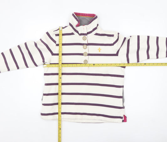 Toggi Women's Beige & Purple Striped Henley Sweatshirt UK 12 Cotton Blend