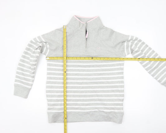 Crew Clothing Company Women Grey Striped 1/2 Zip Sweatshirt Size 12