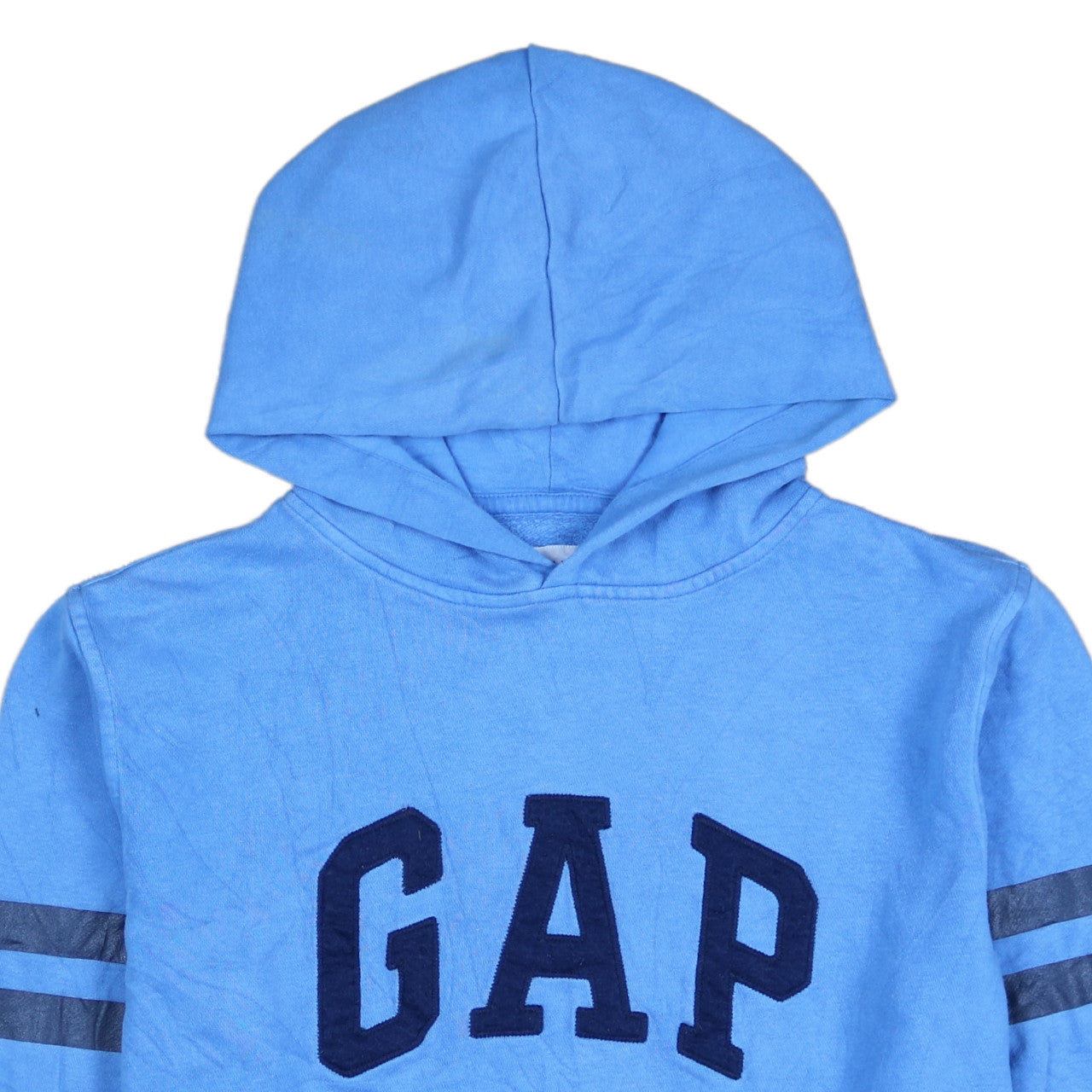 Brand and care label for Gap boys’ blue pullover hoodie xxl fleece logo long sleeve sweatshirt