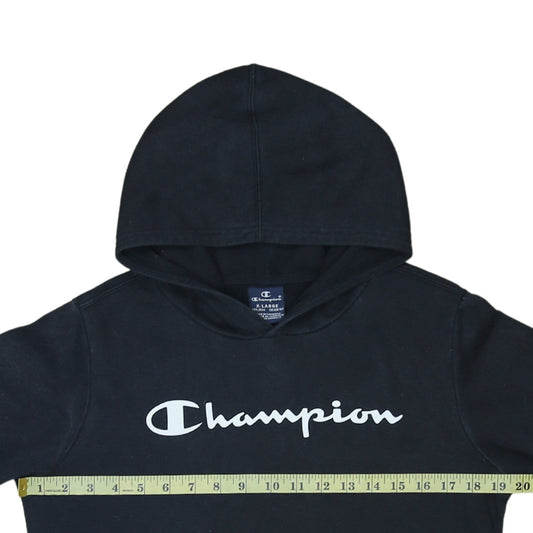 Champion Boys Black Pullover Hoodie Sweatshirt 13-14 Years Logo Fleece
