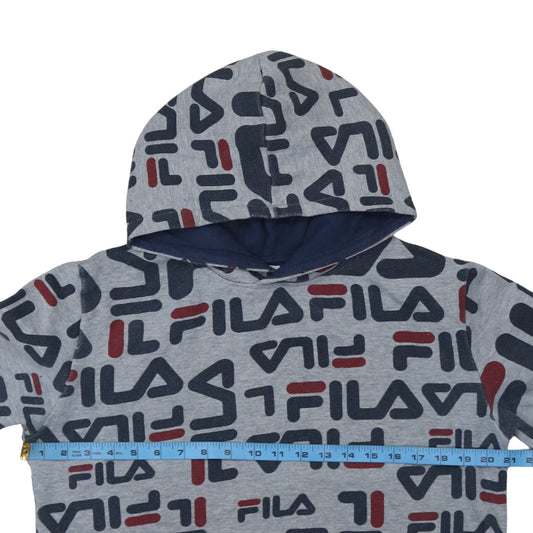 Fila Boys Grey Logo Print Pullover Hoodie XXL (18/20) Cotton Blend