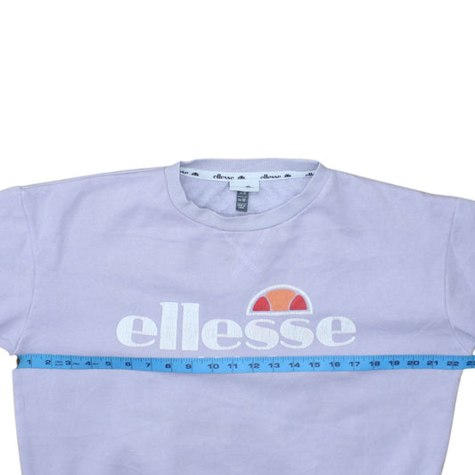 Ellesse Women Lilac Logo Sweatshirt UK 12 Cotton Blend Pullover