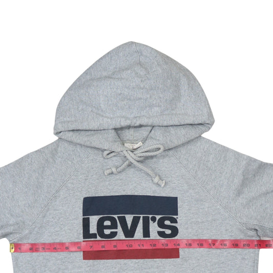 Levi's Men's Grey Pullover Hoodie Medium Logo Fleece Jumper