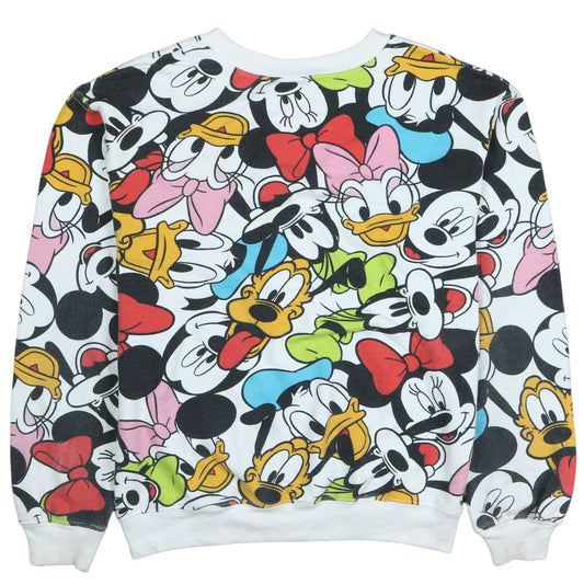 Disney Mickey & Friends Womens White Multicoloured Pullover Sweatshirt XS
