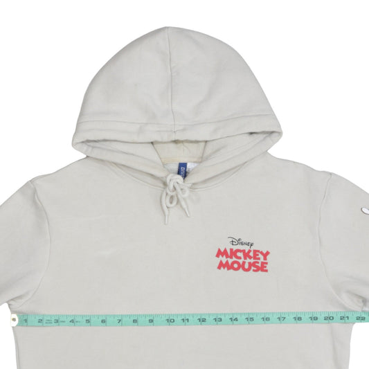 H&M Disney Mickey Mouse Beige Hoodie Women S Pullover Cotton Blend