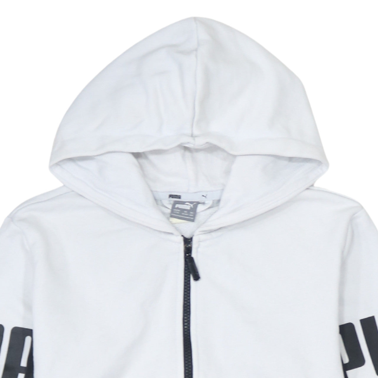 Puma Boys Black & White Full Zip Hoodie 13-14 Years Cotton Blend Sportswear