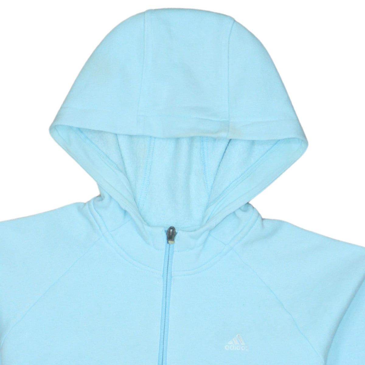Additional view of Adidas women’s blue full zip hoodie, size UK 12, cotton blend sportswear