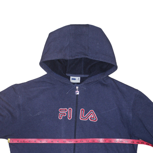 Fila Men's Navy Blue Full Zip Hoodie Size M Logo Cotton Blend