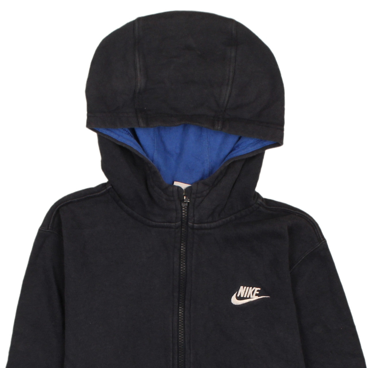 Nike Boys Black Full Zip Fleece Hoodie Size L with Logo Front