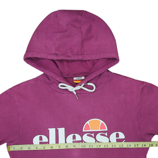 Ellesse Women's Purple Hooded Pullover Hoodie UK 6 Logo Print Casual
