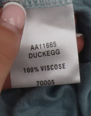 Cotton Traders Women Duck Egg Blue Long Sleeve Top Size 10 Beaded Viscose