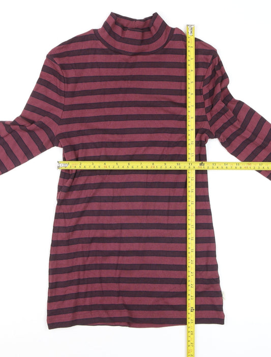 Fat Face Women's Purple Striped Long Sleeve Mock Neck Top Size 12