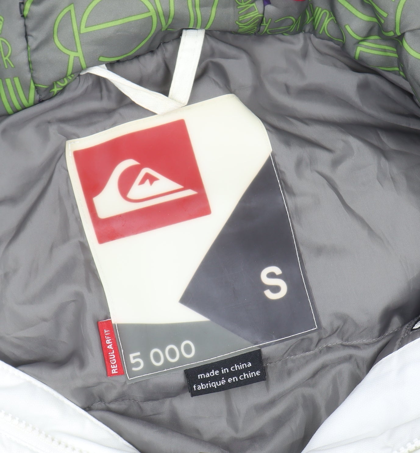 Quiksilver Women's White Green Grey Waterproof Ski Jacket Size S