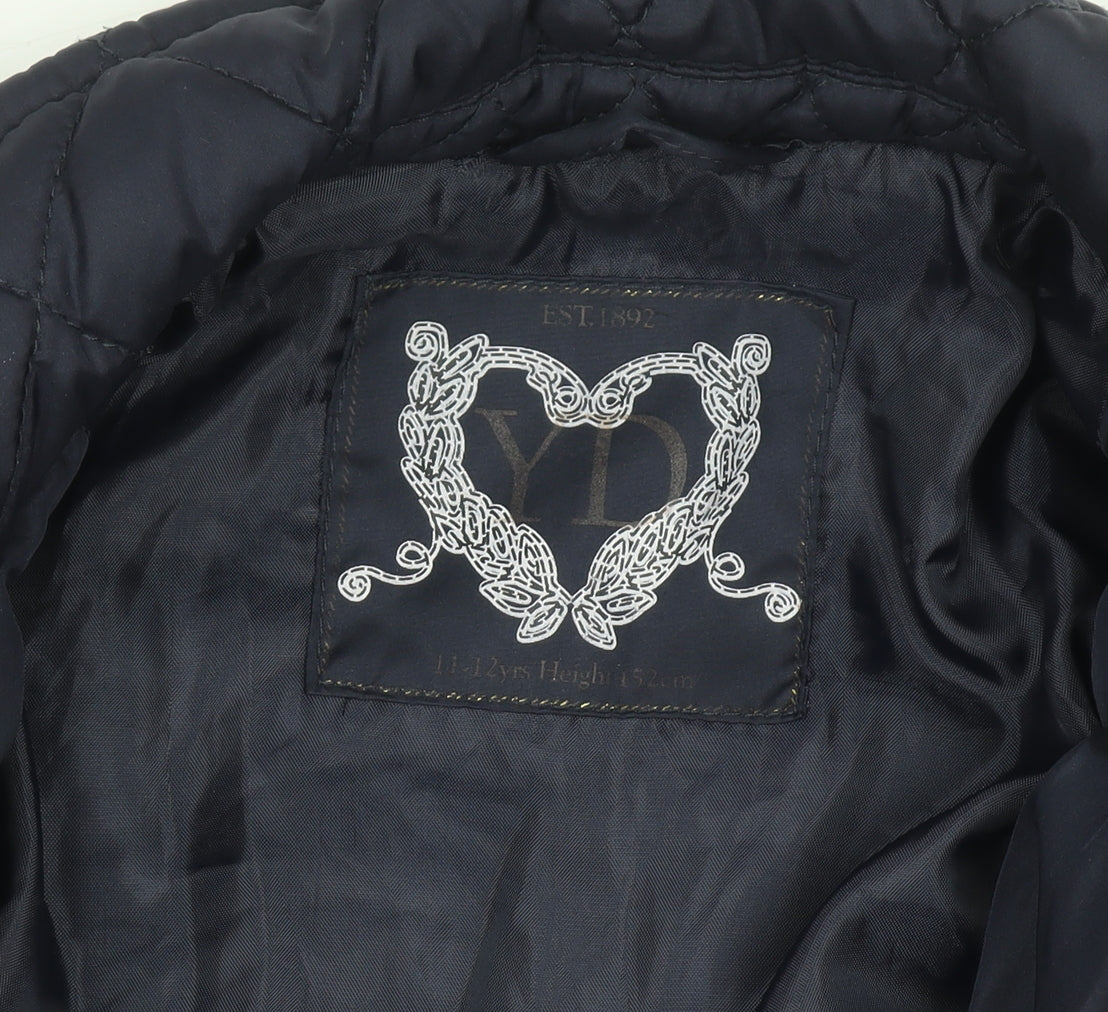 Additional view of YD girls’ blue quilted jacket 11-12 years padded mid-length coat