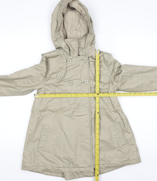 DPAM Girls Beige Hooded Trench Coat 10 Years Double-Breasted Waterproof