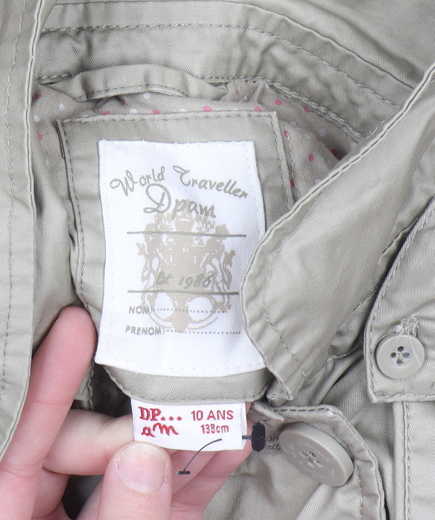 Additional view of DPAM girls’ beige hooded trench coat 10 years double-breasted waterproof